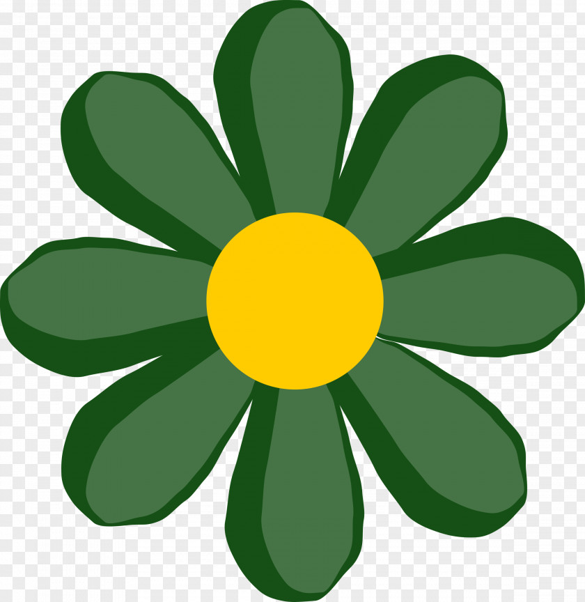 Green Floral Flower Design Clip Art PNG