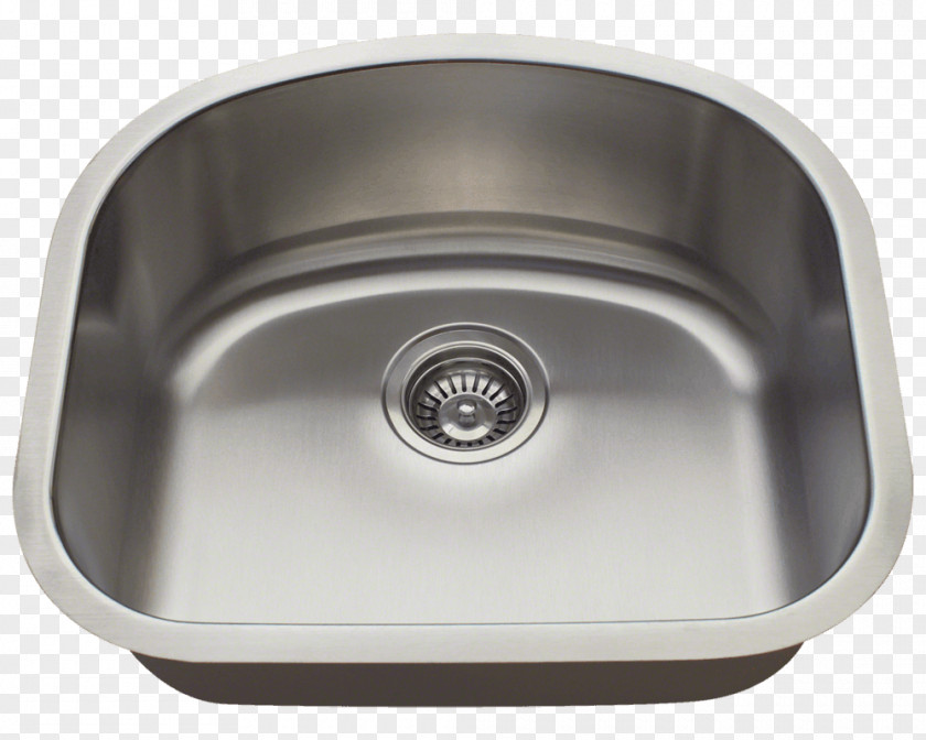 Bowl Sink Kitchen Stainless Steel Brushed Metal PNG