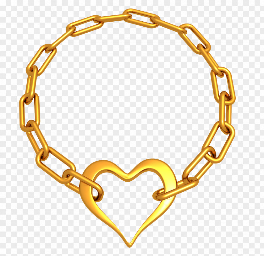 Gold Heart-shaped Necklace Chain PNG