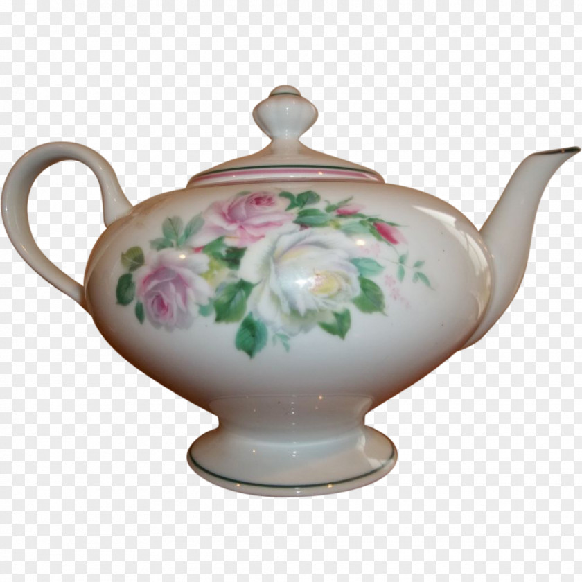 Hand Painted Teapot Sugar Bowl Limoges Creamer PNG