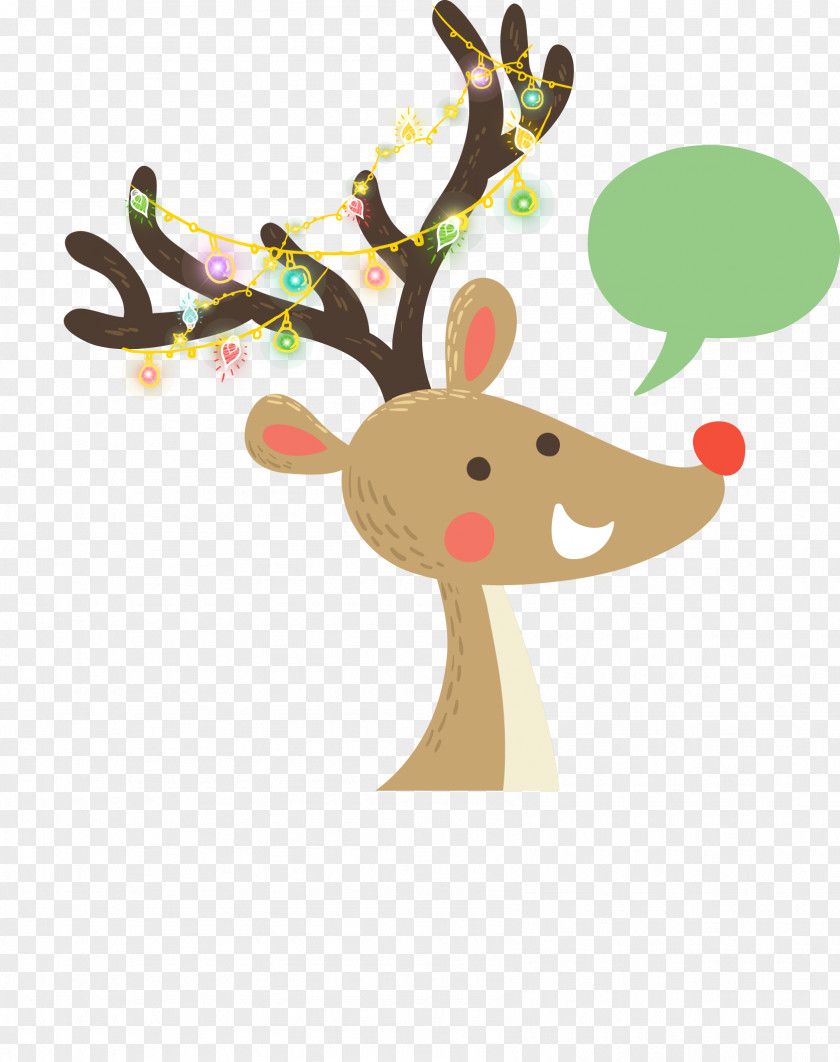 Vector Cute Cartoon Deer Christmas Decoration Reindeer Rudolph PNG