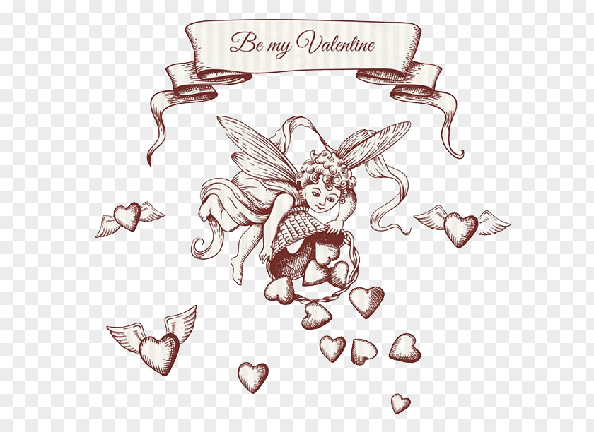 Red And Brown Cupid Sent Love For European Background Material Drawing Illustration PNG