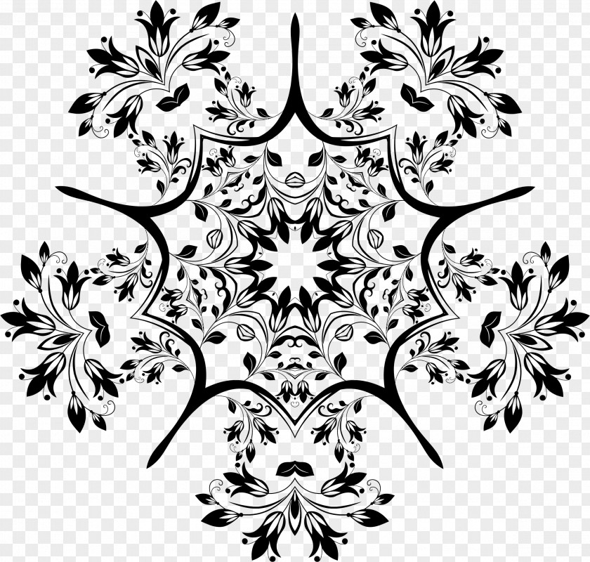Floral Design Flower Black And White Pattern PNG