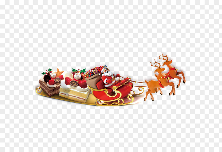Reindeer Sleigh Santa Claus Christmas PNG