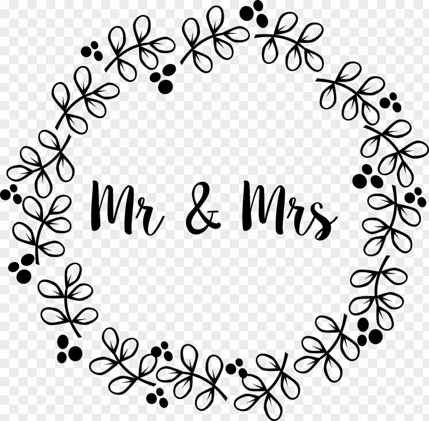 Wreath Wedding Monochrome Line Art Clip PNG