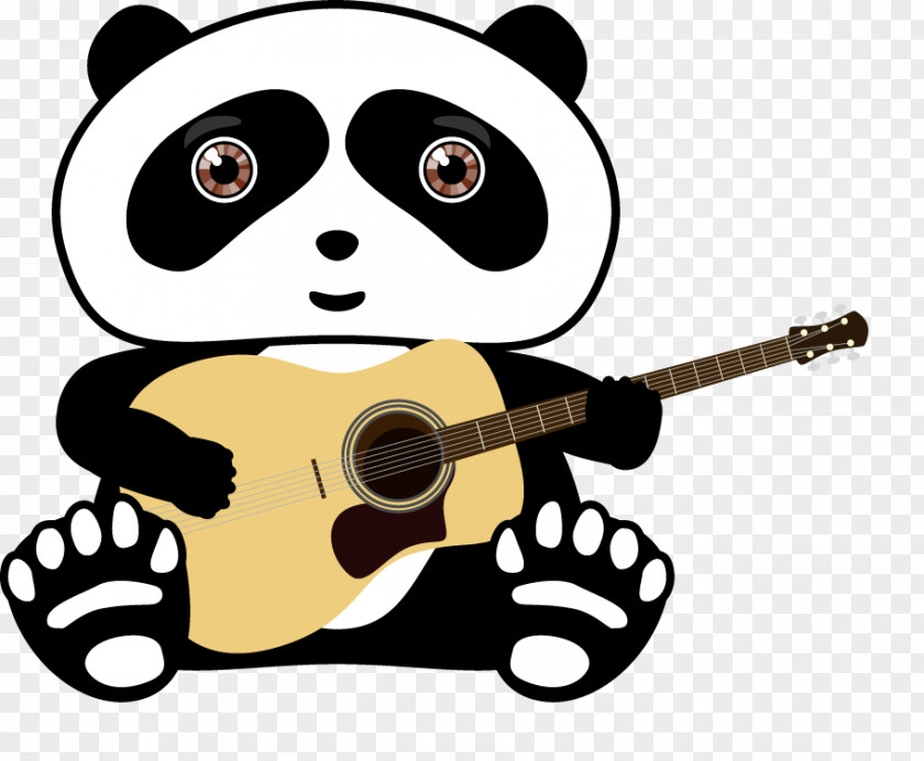Cartoon Panda Giant T-shirt Red Guitar PNG