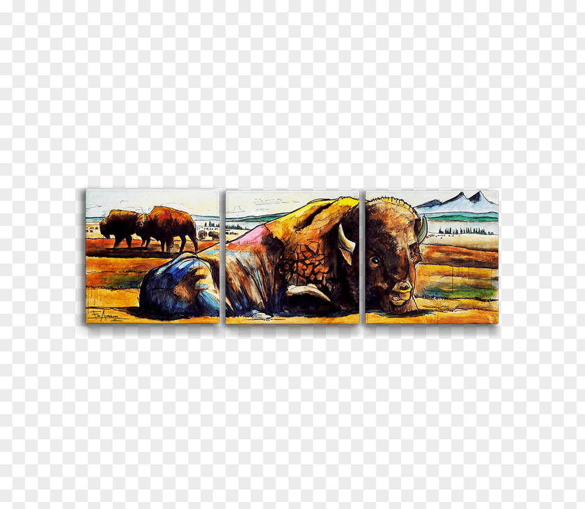 Wooden Plaque Material Fine Art Architecture American Bison Artist PNG