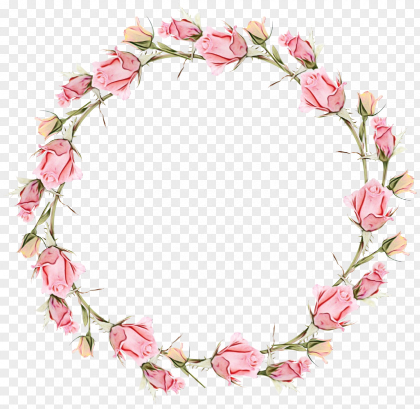 Cut Flowers Lei Watercolor Wreath Background PNG