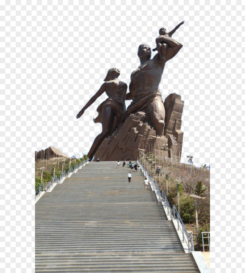 Giant Statue Of A Family Three African Renaissance Monument Deux Mamelles Liberty Eiffel Tower Ouakam PNG