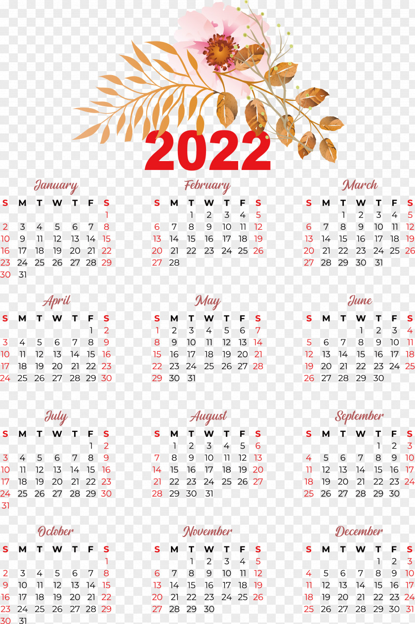 2022 Calendar Month Annual Calendar PNG
