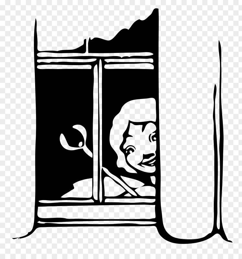 Blackandwhite Furniture Window Cartoon PNG