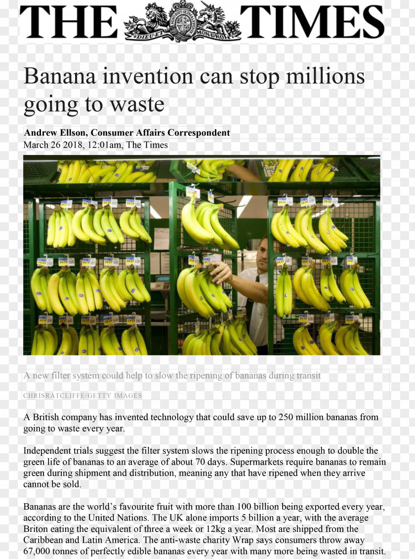 Fresh Food Distribution Banana Peel Invention United Kingdom PNG