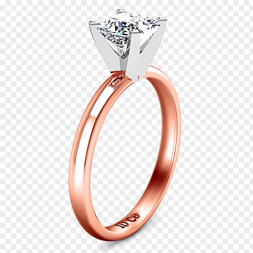Solitaire Ring Wedding Princess Cut Engagement PNG