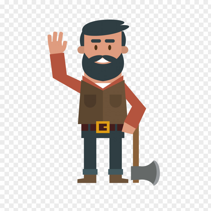 Holding The Ax Of Middle Logging Euclidean Vector Illustration PNG