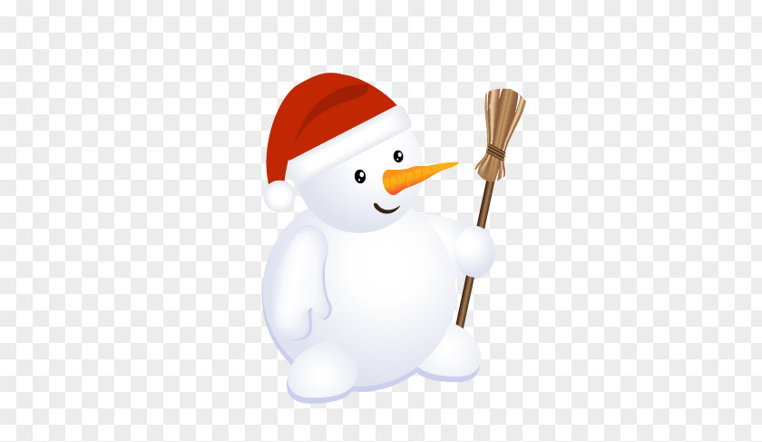 Broom Snowman Vector Christmas Clip Art PNG