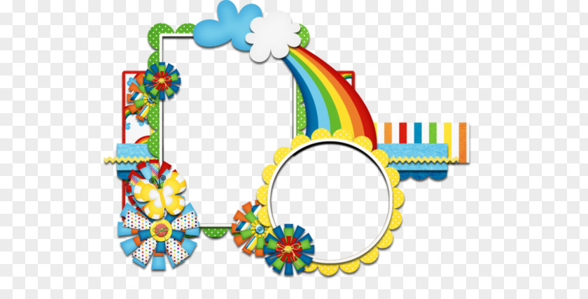 Cute Rainbow Flowers Frame Download PNG