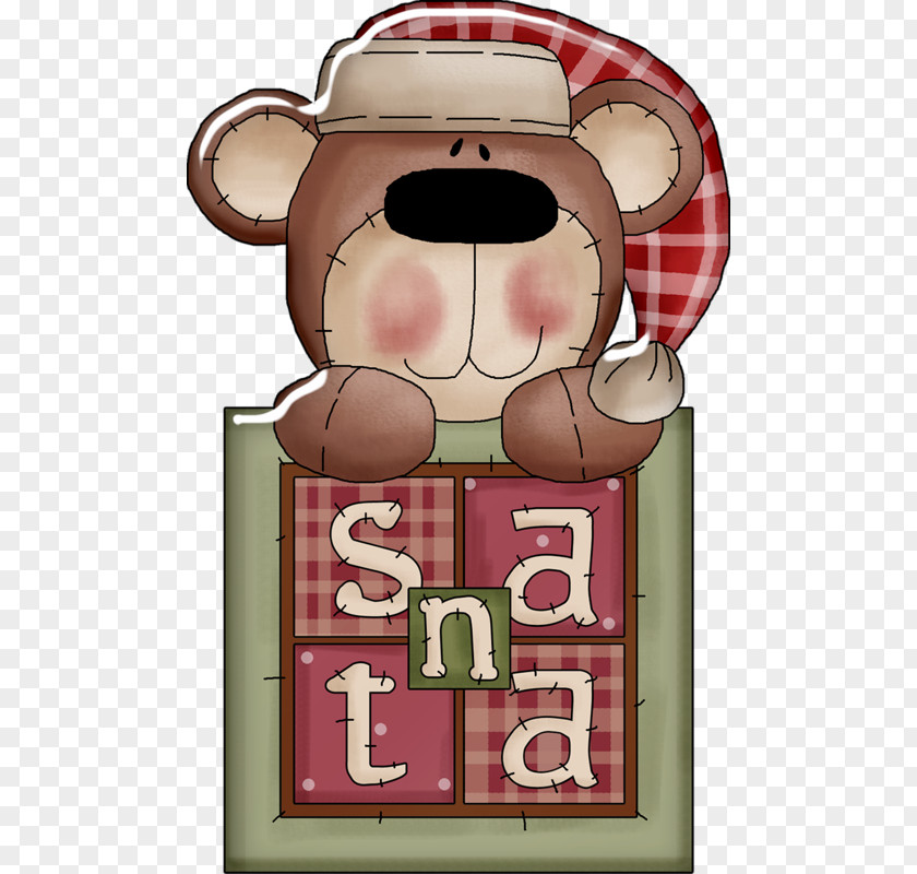 Hand-painted Toy Bear Christmas Decoration Santa Claus Drawing PNG
