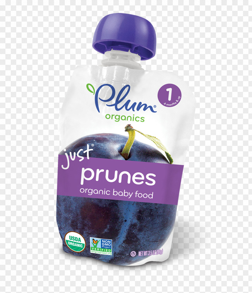 Organic Food Baby Plum Organics Just Fruit, Prunes, 3.5 Ounce Pouches (Pack Of 12) PNG