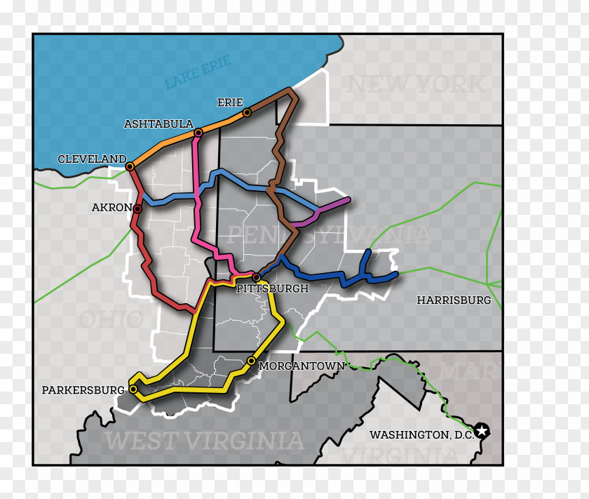 Northeast West Virginia Map Ohio Pennsylvania Environmental Council Trail PNG