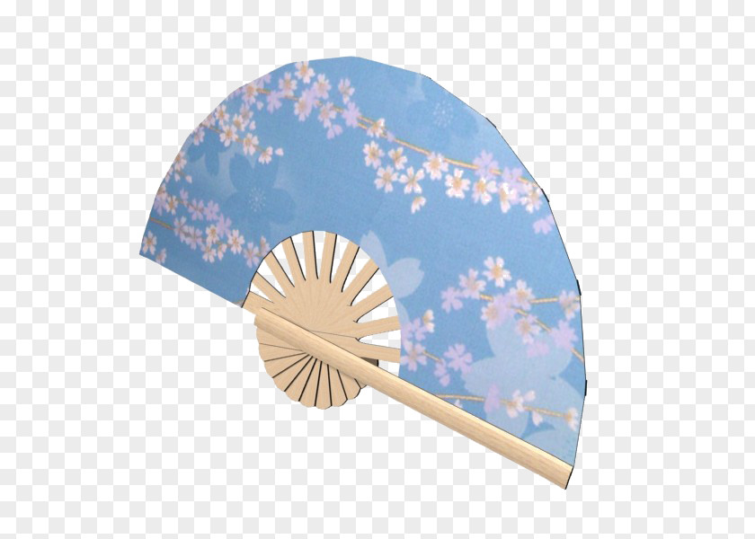 Blue Japanese Folding Fan Hand Autodesk 3ds Max PNG