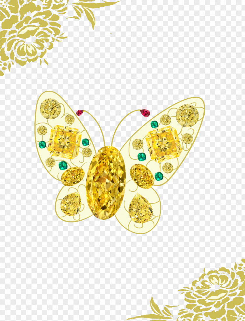 Peony Diamond Butterfly Download Gratis PNG