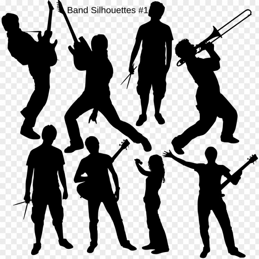 Silhouette Music Photography Graphic Design PNG design, rock band clipart PNG