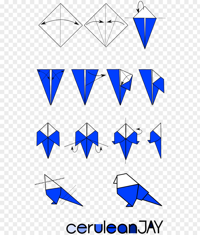 Origami Blue Paper How-to Jay Pattern PNG