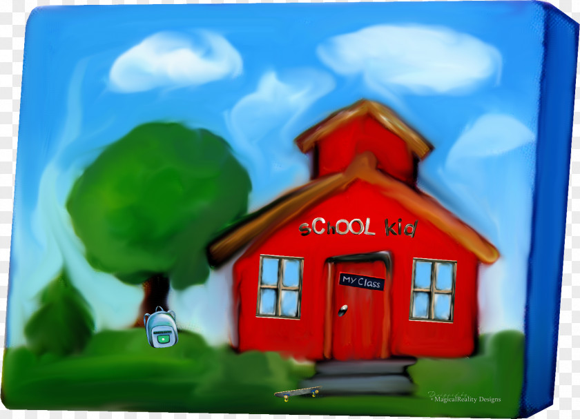 Square Box House Oil Painting Material Black PNG