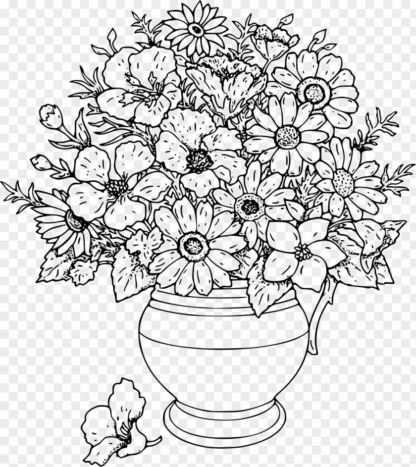 White Broom Coloring Pages Vase Vector Graphics Drawing Clip Art Flower PNG