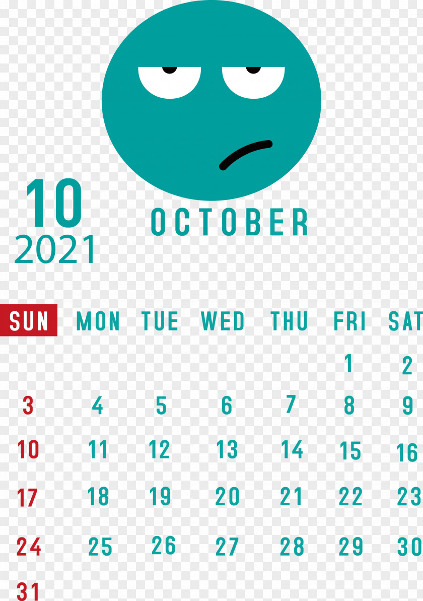 October 2021 Printable Calendar PNG