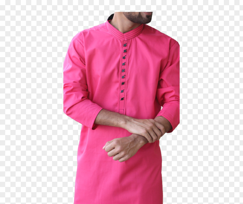 Satin Sleeve Pink M Neck PNG