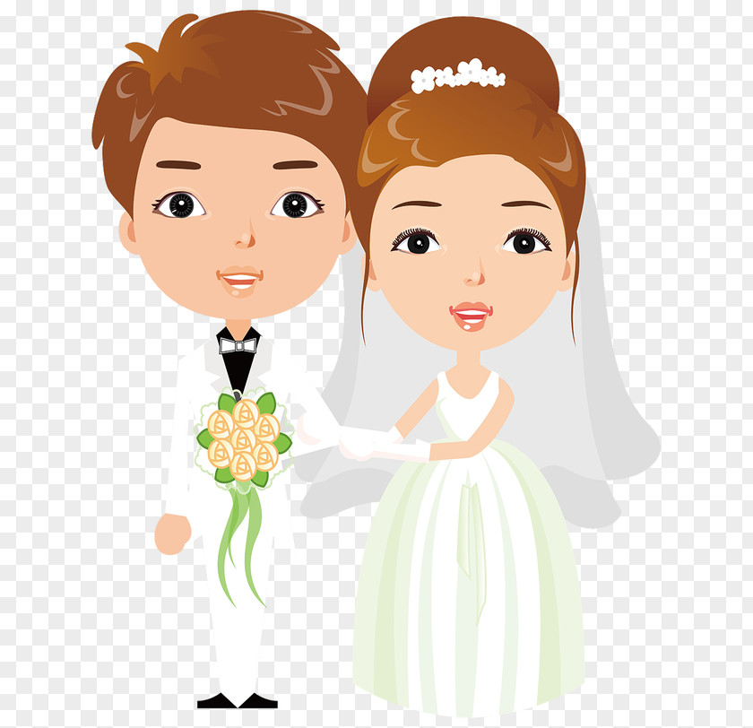 Bride And Groom Cartoon Illustration PNG