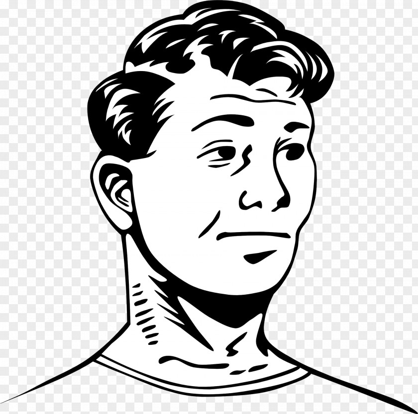 Man Bust Black And White Clip Art PNG