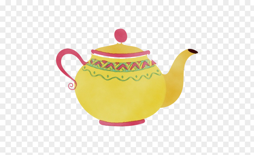 Porcelain Stovetop Kettle Watercolor Drawing PNG