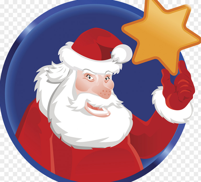 Santa Claus Five Pointed Star Christmas Ornament Candy Cane PNG