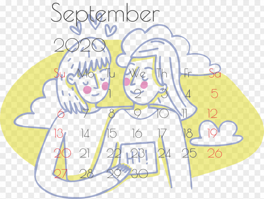 September 2020 Printable Calendar PNG