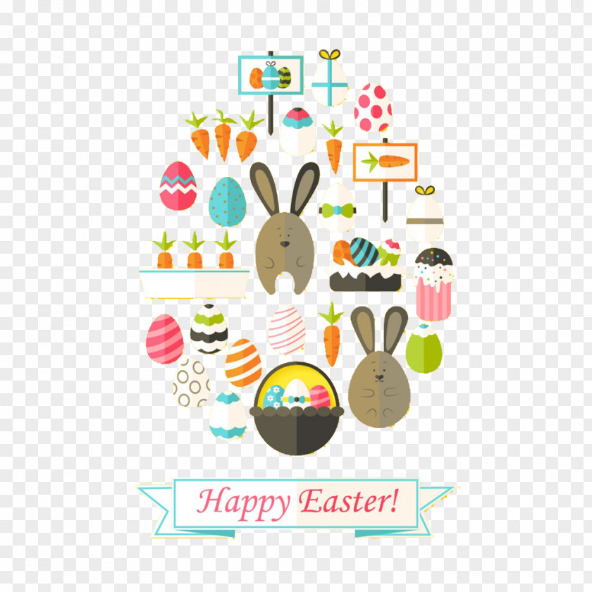 Color Easter Border Decorative Pattern Bunny Egg Clip Art PNG