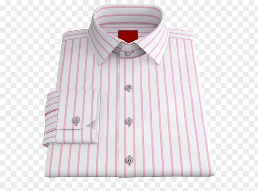 Pink Strip Dress Shirt Collar Sleeve Button M PNG
