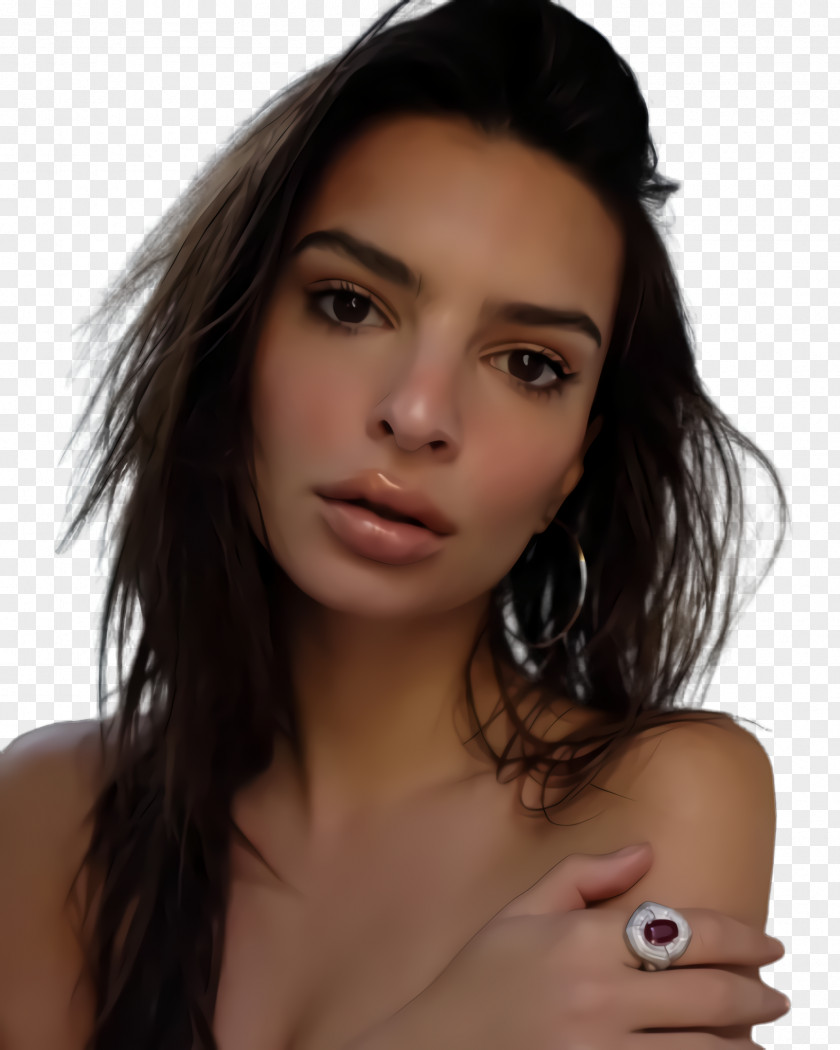 Black Hair Forehead Emily Ratajkowski PNG