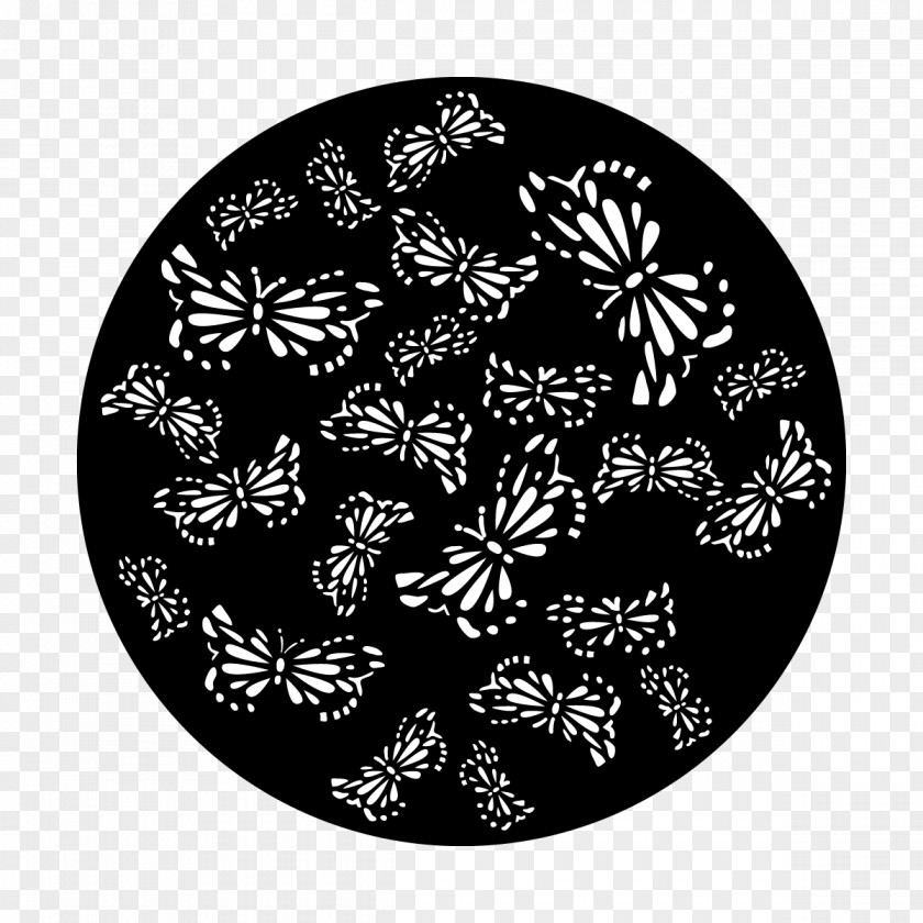 Butterfly Circle Gobo White Steel PNG