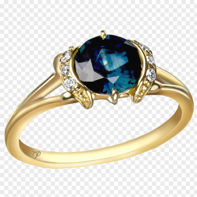 Sapphire Earring Gold Brilliant PNG