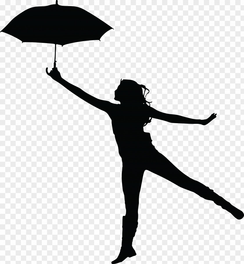 Silhouette Umbrella Woman Clip Art PNG