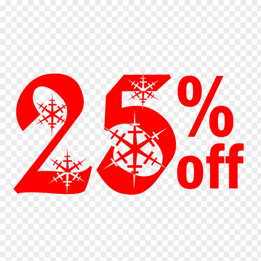 Snow Christmas Sale 25% Off Discount Tag. PNG