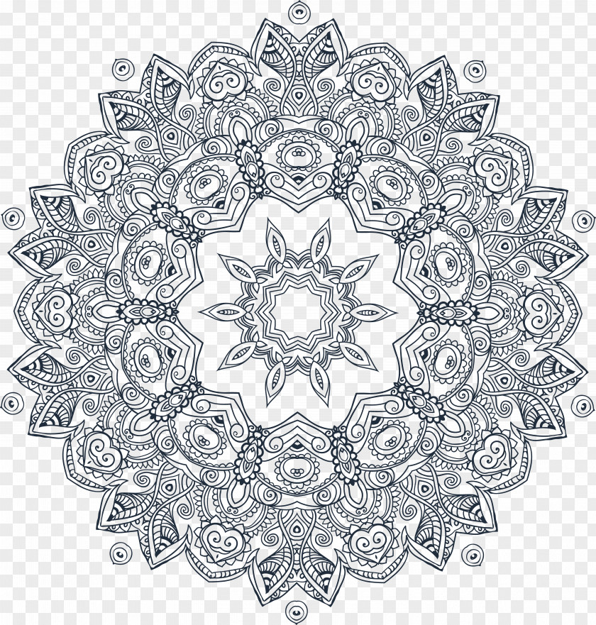 Hand-painted National Wind Pattern Mandala Meditation Illustration PNG