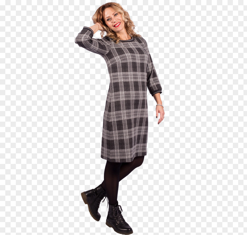 Dress Tartan Sleeve Outerwear Neck PNG