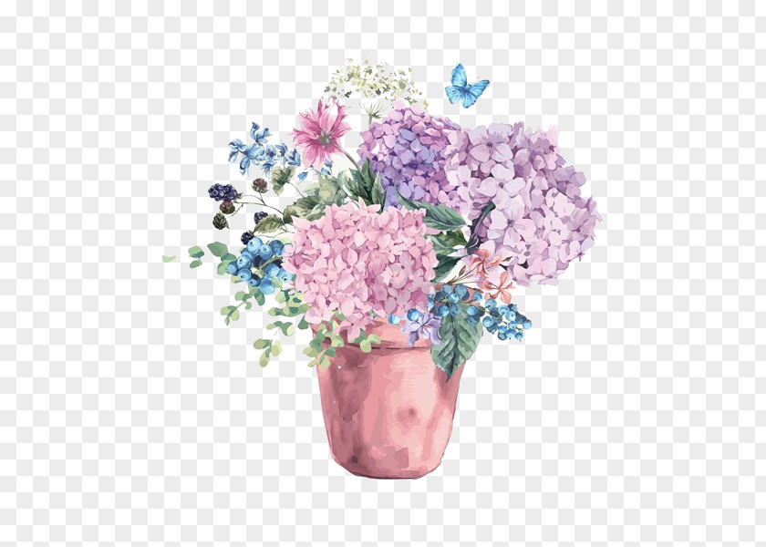 Pots And Flower Watercolor Illustration PNG and flower watercolor illustration clipart PNG