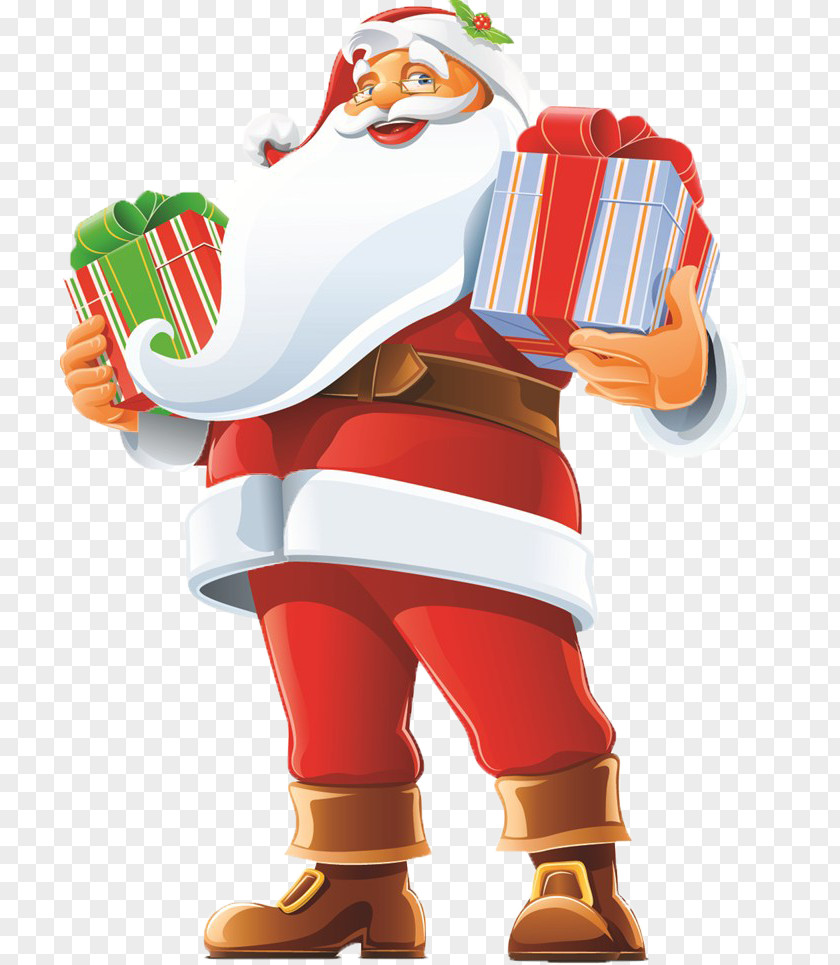Santa Claus Holding A Gift Box Christmas Photography Illustration PNG