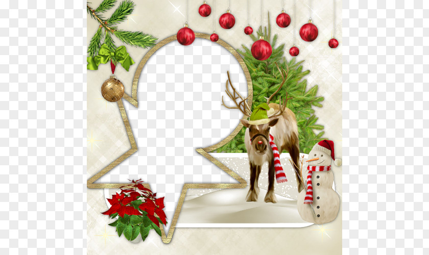 Christmas Reindeer Frame Material Ornament PNG