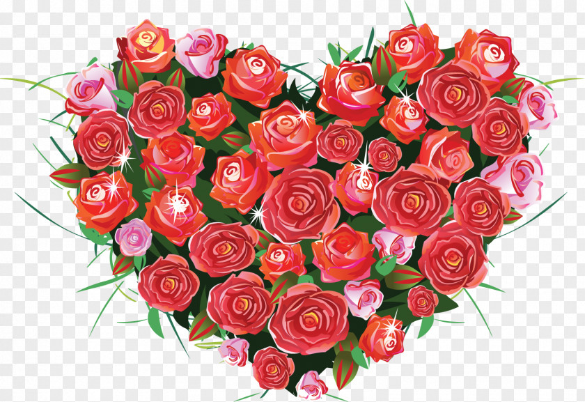 Valentine's Day Gorgeous Flowers Background Rose Heart Love Desktop Wallpaper PNG