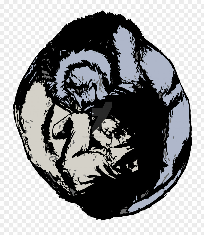 Ying Yang Yin And T-shirt Gray Wolf Black White PNG